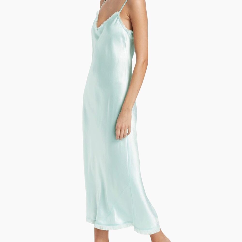 NWT Vince Satin Frayed-Edge Bias Camisole Dress Large - Picture 2 of 8